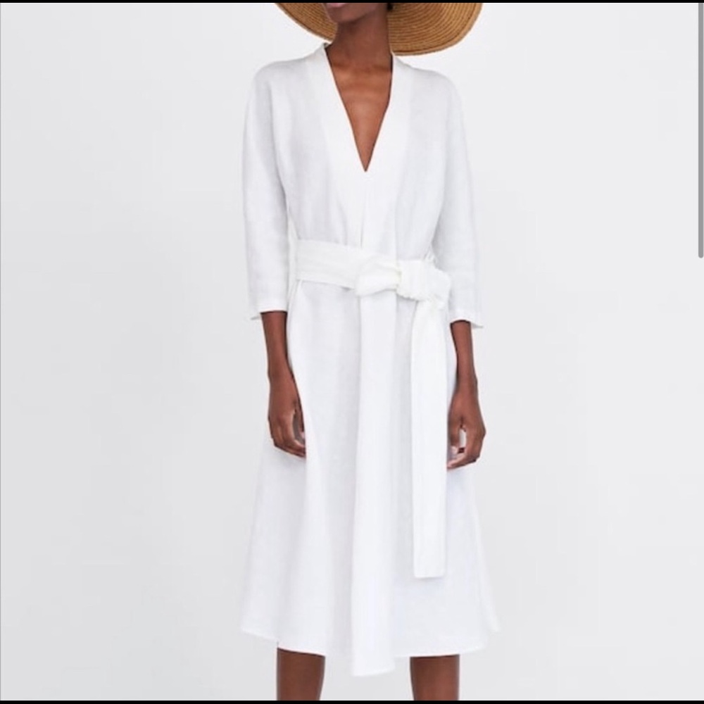 Zara A Line Midi Belted Dress